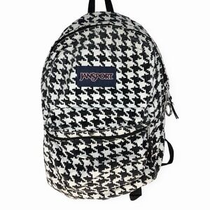 JANSPORT Checkered Black And White Backpack Retro Hipster Distressed bag